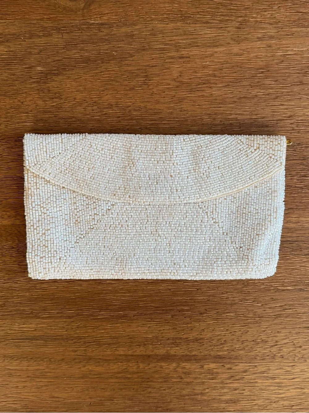 Vintage Richere by Walborg White Beaded Envelope Clutch Purse Made in Japan 1950